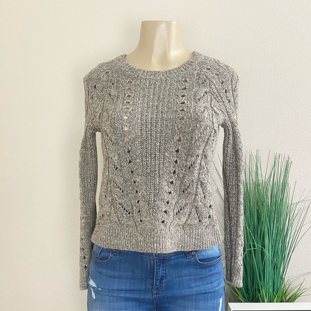 LUCKY BRAND | Taupe Cable  Knit Crewneck Sweater Sz XS